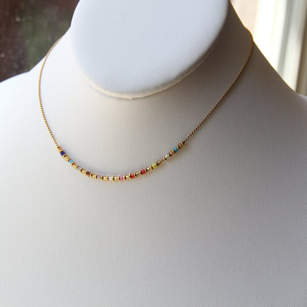 14k GF Bead Choker Chain with Multi-Colored
